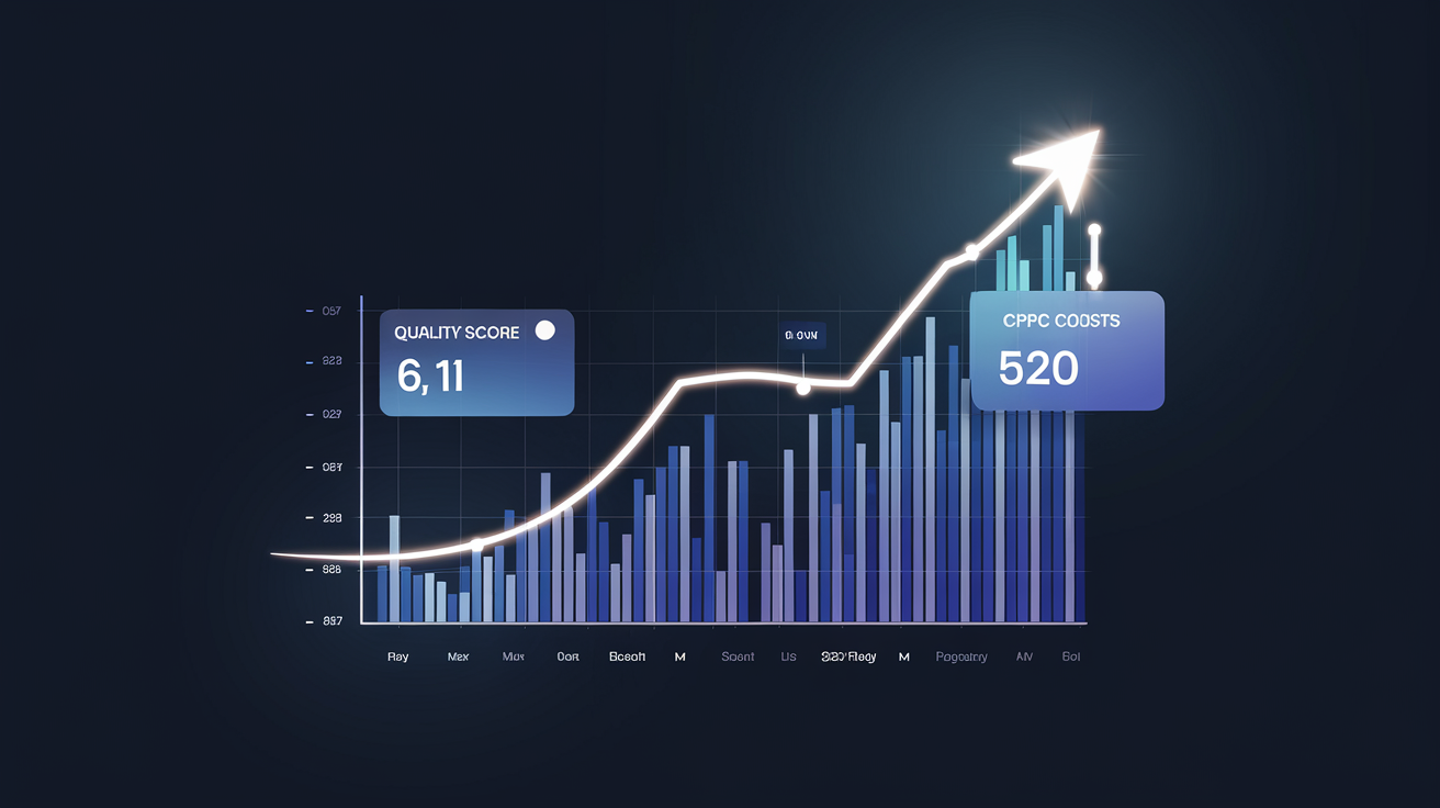 SKAG Tool Dashboard showing Quality Score improvements and CPC reductions